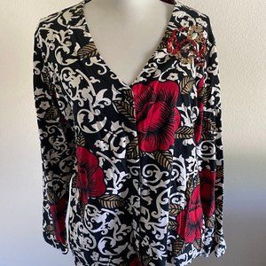 Long-sleeved v-neck blouse